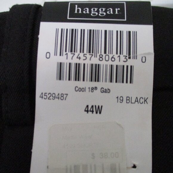Haggar Cool 18 Mens Pleated Front Black Expandable Golf Short Pant NWT- Size 44W - Picture 3 of 5